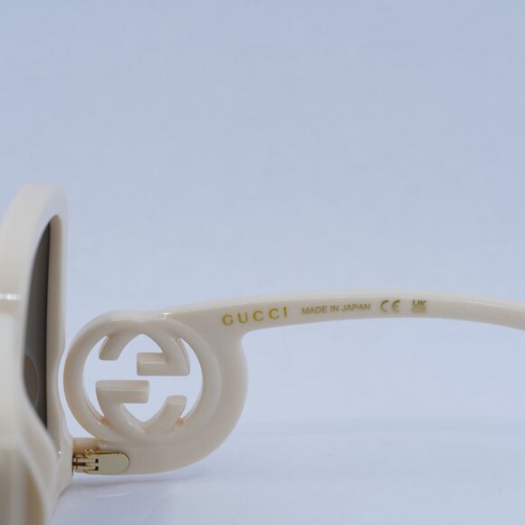 🕶️ New Gucci GG1326S 009 Sunglasses - Ivory Frame, Grey Mirror Lenses - Picture 6 of 11
